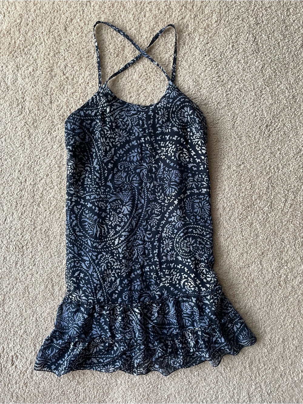 Abercrombie & Fitch Navy Blue Floral Print Strappy Sundress Women Size XS Summer